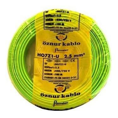 Öznur Nhxmh Yanmaz Kablo 2.5 Luk Sarı Yeşil Öznur-Hes (100 Metre)