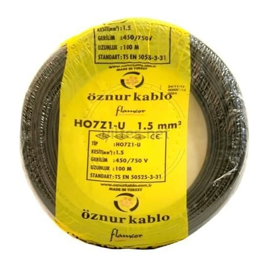 Öznur Nhxmh Yanmaz Kablo 1,5 Luk Siyah (100 Metre)