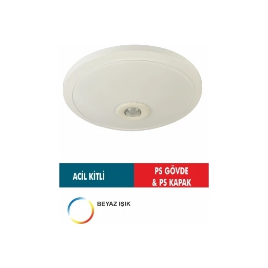 No-vo 18W Ledli Sensörlü Acil Kitli Tavan Armatürü (Ps Gövde & Ps Kapak)