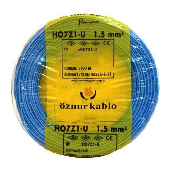Öznur Nhxmh Yanmaz Kablo 1,5 Luk Mavi (100 Metre)