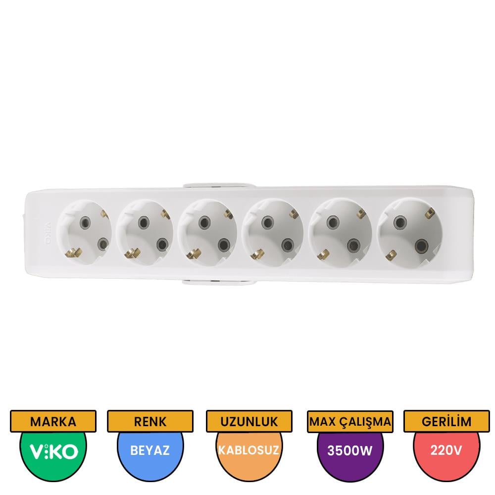 Viko Klemensli Topraklı Çocuk Korumalı Altılı Priz