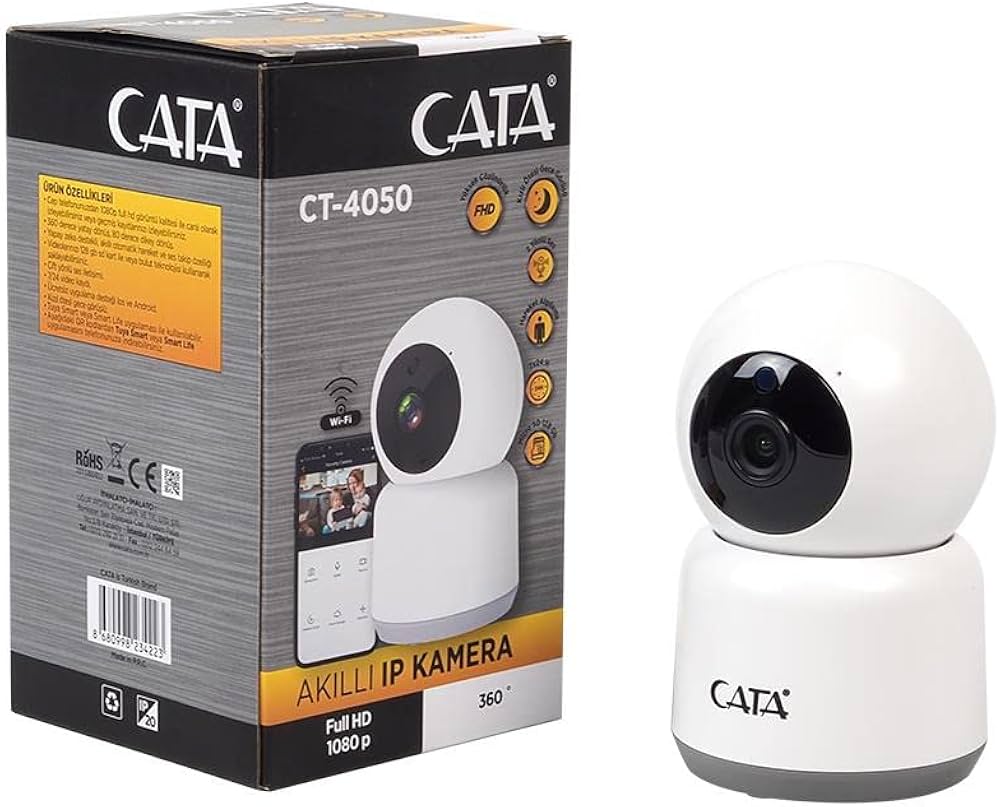 CATA CT-4050 CATA Akıllı Ip Kamera, 360° Dönebilen Gece Görüşlü, Full HD-1080P