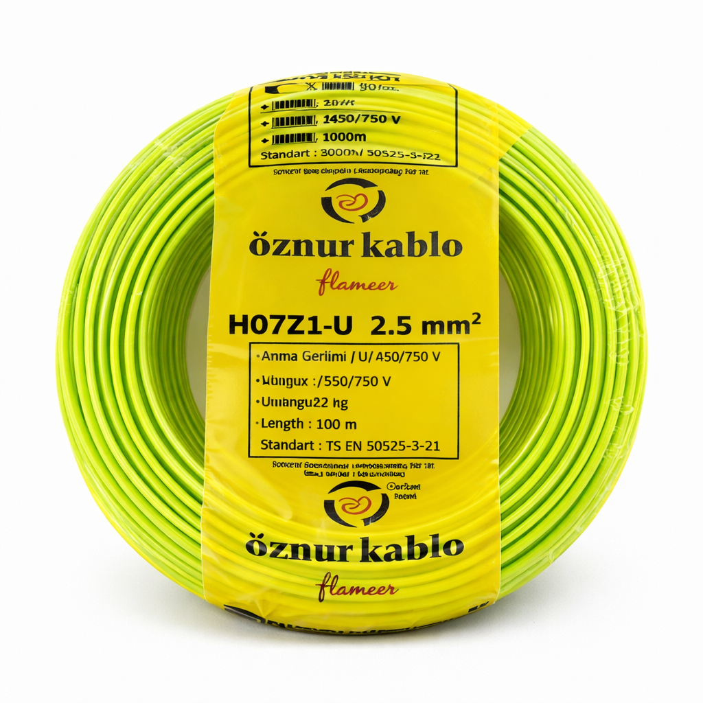 Öznur Nhxmh Yanmaz Kablo 2.5 Luk Sarı Yeşil Öznur (100 Metre)